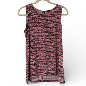 Vince Camuto Pink Black Sleeveless Blouse Top Sz S Small Kickpleat Back Tunic